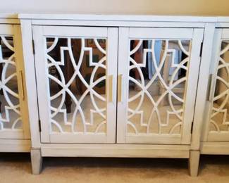 Mirrored Fretwork Console Buffet Table