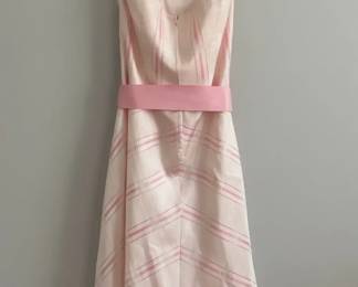 Jim Hjelm Occasions Pink Plaid Dress with necklace Size 20 Bow Sash, Asymmetrical Hem
