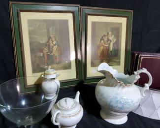Vintage Decor Collection With Cries of London Prints, Wedgwood Porcelain Glassware