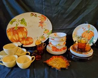 Better Homes Gardens Pumpkin Harvest Dinnerware Amber Glass Collection