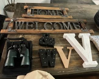 Binoculars and wall art
