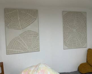 Wall Art Beige and white Metal
