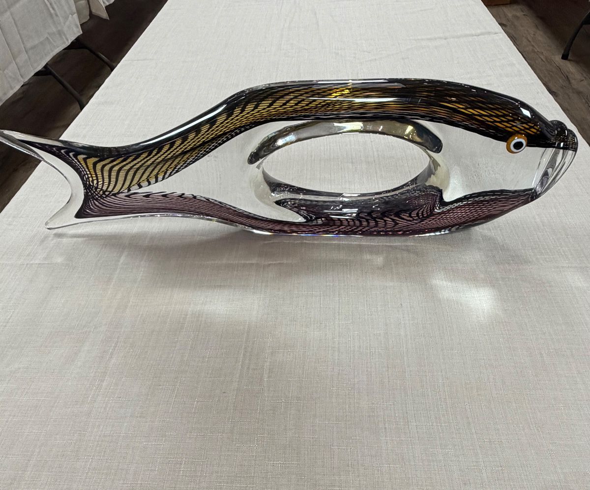 Artist Signed Murano Art Glass Fish Sculpture