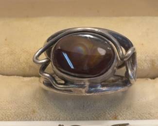 Silver agate ring 