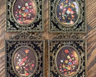 Beautiful Vintage Italian Metal Floral Frames