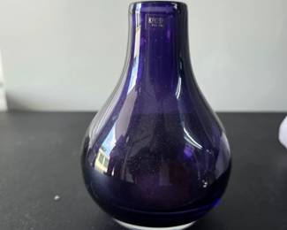 vintage Krosno Poland Teardrop Amethyst Purple Art Glass Vase $25