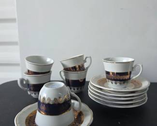 vintage mid-century Pomerode Leart Porcelain Demitasse/Espresso Cup and Saucer Set, manufactured in Brazil. $40