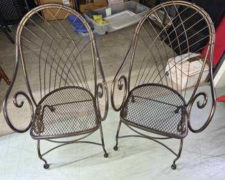 Pair wrought iron chairs 40.00