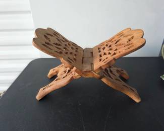 vintage hand-carved wooden folding book stand $ 15