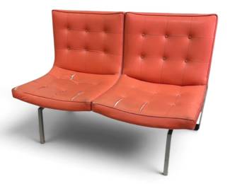 Mid Century Leather Lounge Bench