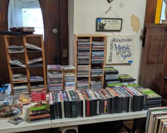 ELECTRONICS: Cd’s, DVD’s cassette tapes, TV, monitors, speakers, printer, karaoke machines, camera (including some vintage film cameras), clocks,