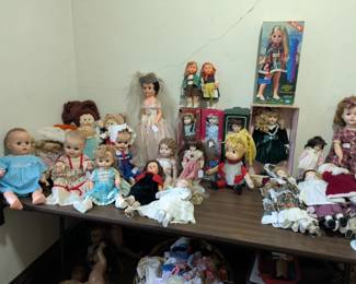 VINTAGE DOLLS and DOLL CLOTHING and DOLL FURNITURE: including Madame Alexandar (many NWT), American Girl/ Pleasant Company, Vogue, Cabbage Patch, Hummel, Barbie (some new in box), and so much more!