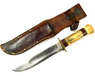 114 lot0069 RARE 2 Line Stamp 4 Pins WW2 Marbles Gladstone Large Hunting Knife