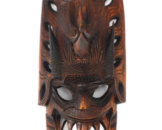 038 lot0301 Large African Tribal Hand Carved Wood Deity Devil Mask