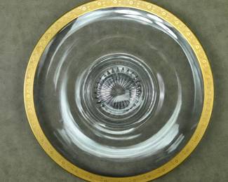 027 lot0083 A H Heisey Gold Encrusted Glass Serving Bowl Diamond H Mark