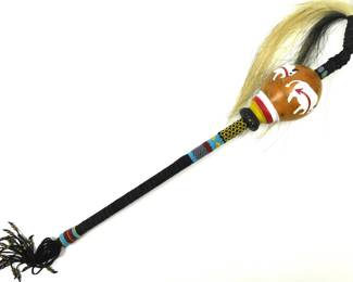 048 lot0276 Native American Piqua Shawnee Ceremonial Rattle Kevin Lone Wolf Everhart