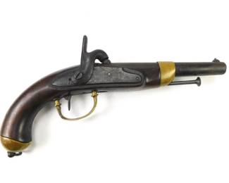 095 lot0411 Antique French Model 1822 Flintlock Converted Percussion Military Pistol