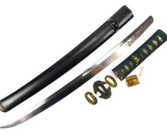 124 lot0330 Antique 19th Century Japanese Wakizashi Short Sword with Scabbard