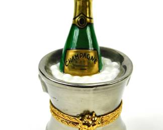 041 lot0004 Rochard Limoges France Champagne Bottle Ice Bucket Porcelain Trinket Box