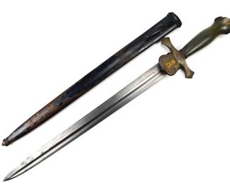 013 lot0336 Antique 19th Century French Damascus Hunting Dagger Short Sword with Sca