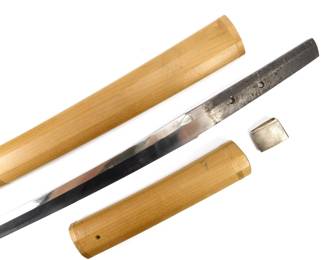 122 lot0324 Antique 16 Century Japan Japanese Wakizashi Signed Sword Blade w Scabbar
