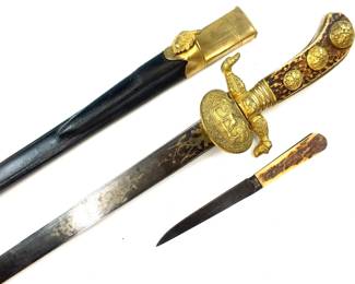 006 lot0735 Antique German Germany 19 C Engraved Hunting Dagger