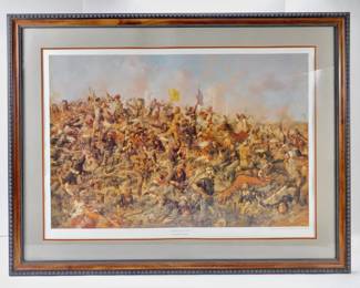 028 lot0013 Large Edgar S Paxson Custer s Last Stand Little Bighorn Framed Print 33 