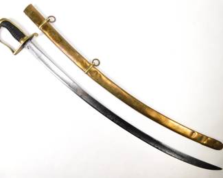 022 lot0364 US Civil War Antique Gold Engraved Cavalry Officer s Sword w Scabbard