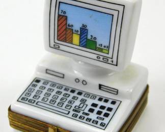 104 lot0039 La Gloriette Limoges France Retro Desktop Computer Porcelain Trinket Box