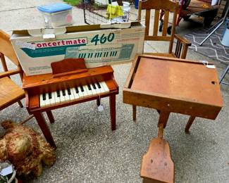 1950's-1980's chairs, desk, piano(60's) keyboard 1980's
