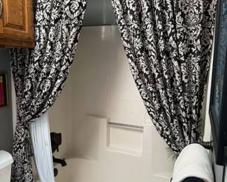 Damask Shower/Window Curtains with tiebacks