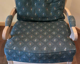 Lot 11: Wide fabric & wood arm chair