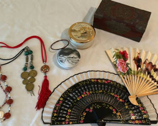 Lot 28: Asian Decorative Accessories and Jewelry Assortment