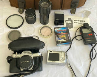 Lot 112: Pentax K1000 Camera Kit with Sony Cyber-shot Camera and Accessories