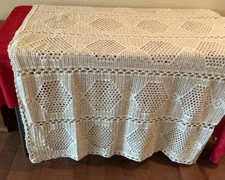 Lot 16: Two Vintage Crocheted Table Cloths Or Bedspreads