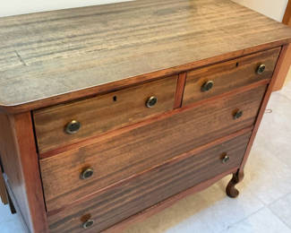 Lot 4: Vintage solid wood dresser.
