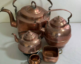 Lot 146: Antique Copper Kettles And More