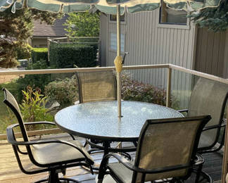Lot 101: Patio Table and chairs, umbrella