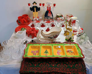 Lot 142: European Christmas-themed glassware and ceramic tableware set