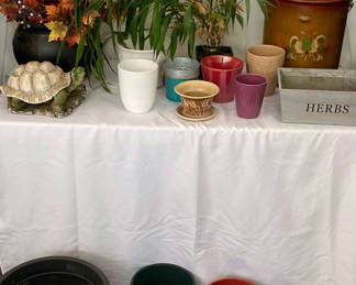 Lot 94: Assorted Planters, Decorative Pots, and Artificial Plant Decor