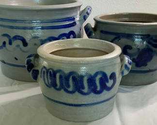 Lot 54: Blue Ceramic Crocks