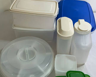 Lot 144: Assorted Plastic Food Storage Containers and Serving Tray