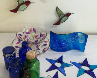 Lot 46: Assorted Glass Decorative Items and Bottles