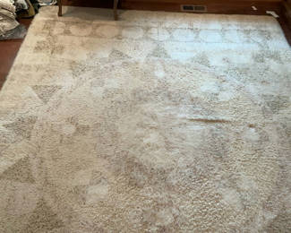 Lot 12: Vintage Large Cream Shaggy Area Rug
