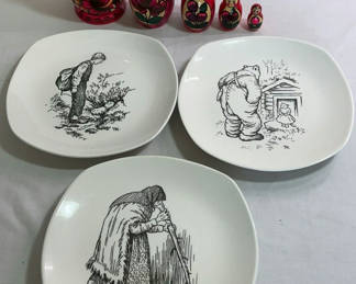 Lot 145: Norwegian Collectors Plates And Russian Nesting Dolls