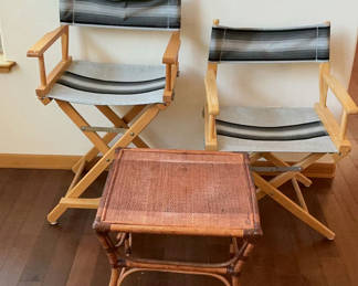 Lot 195: Directors Chairs And Rattan table