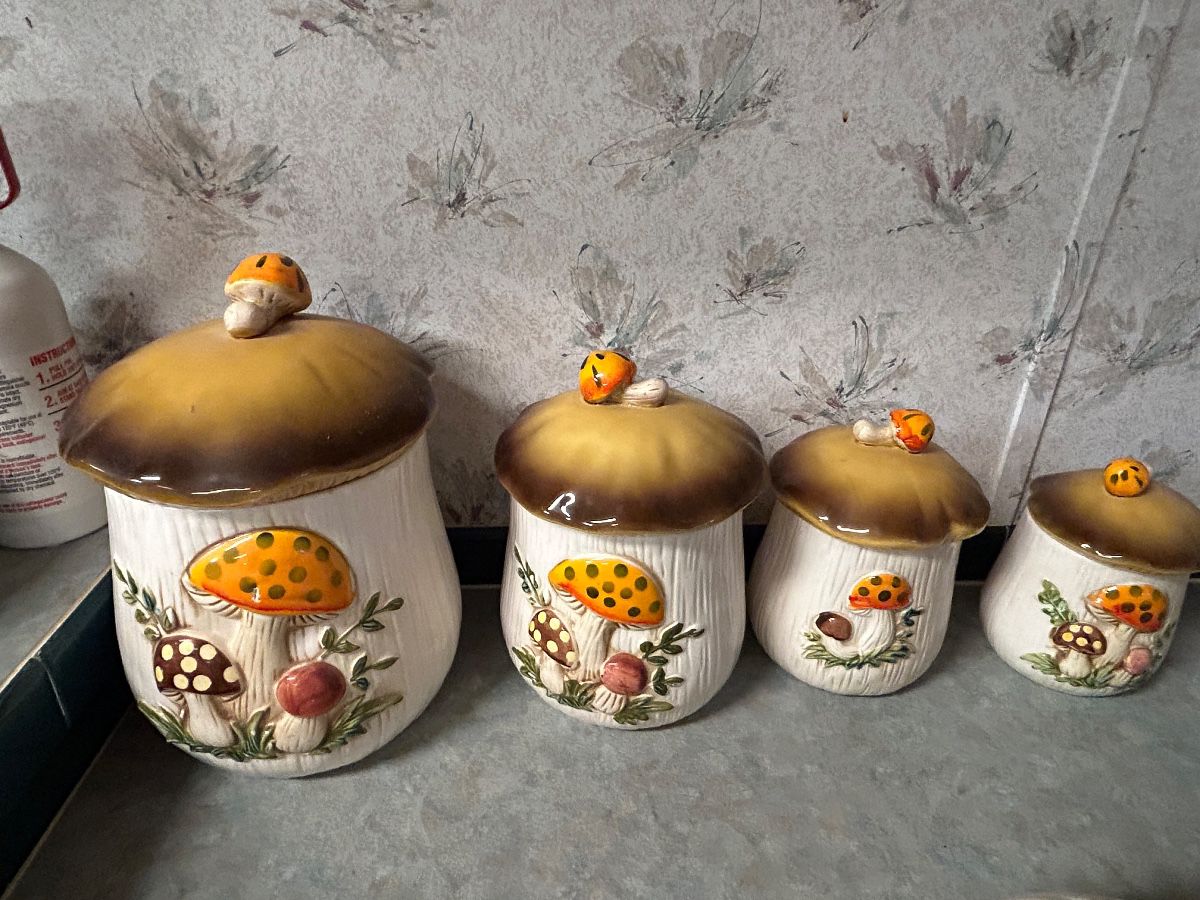 Vintage ceramic mushroom canister set