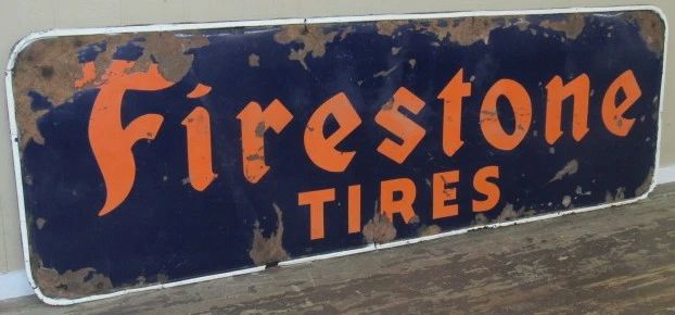 1930's - 1940's - 3' x 9' - Porcelain Firestone Tires Sign