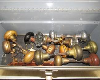 Tool Box w/Tools & Old Door Knobs - Tools Not Shown