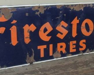 1930's - 1940's - 3' x 9' - Porcelain Firestone Tires Sign